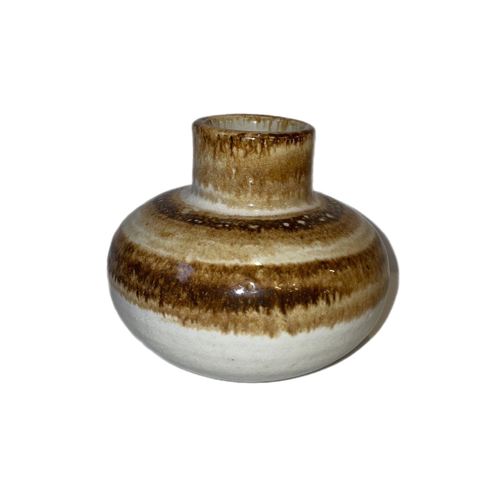 Mid-Century Modern Zaalberg Pottery Holland Small Earthenware Neutral Vase